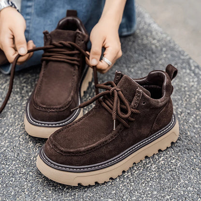 Mens Suede Leather Lace Up Ankle Boots Casual Retro Style