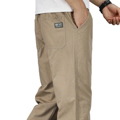 Mens Cotton Relaxed Jogger Pants Big Size Elastic Waist Drawstring Casual