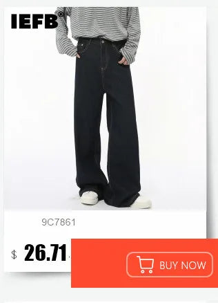 Men's Denim Pants Wide Leg Loose Jeans Vintage Wash Casual Straight