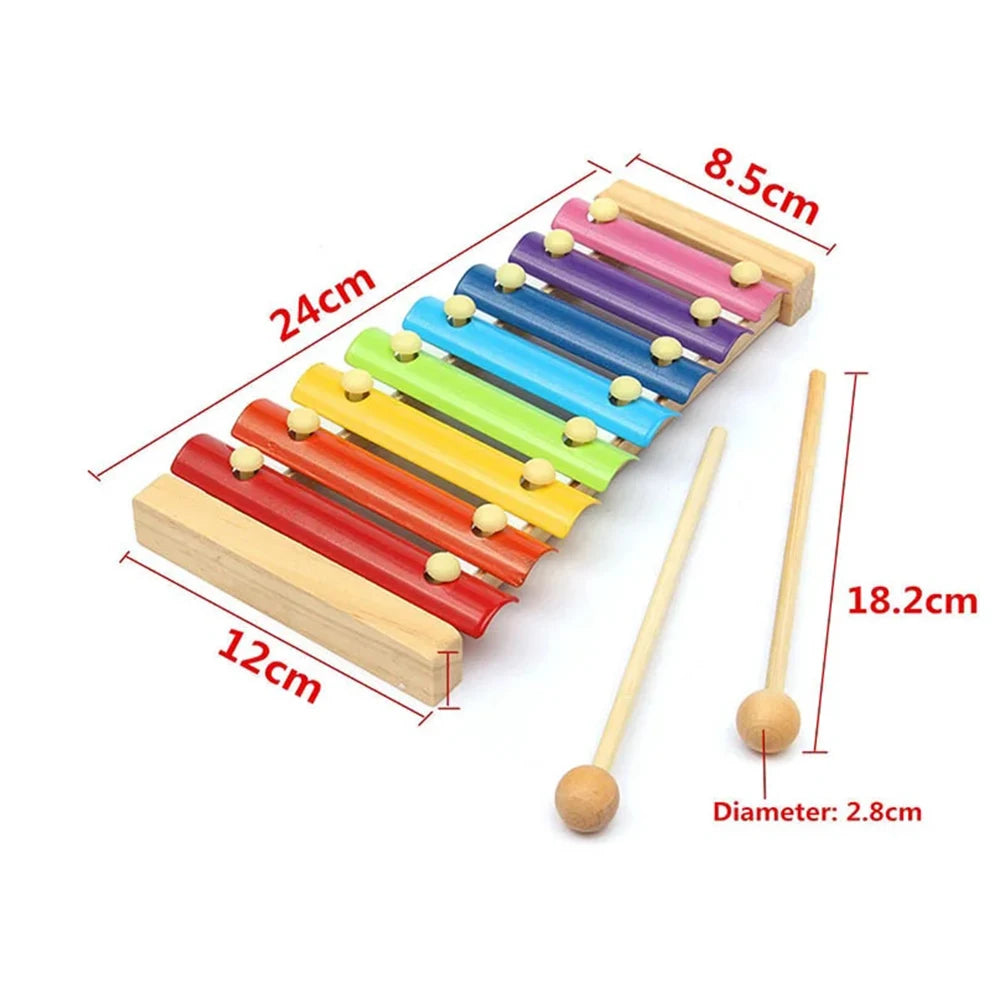 Montessori Wooden 8 Tones Multicolor Xylophone Wood Musical Instrument Toys For Baby Kids Puzzles Early Learning Games