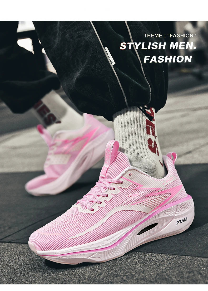 Men's Sneakers Anti-slip Cushioned Comfortable Racing Training Running Shoes Mesh Tennis Shoes Casual for Women