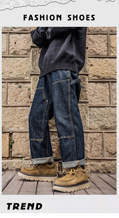 Mens Suede Leather Lace Up Ankle Boots Casual Retro Style