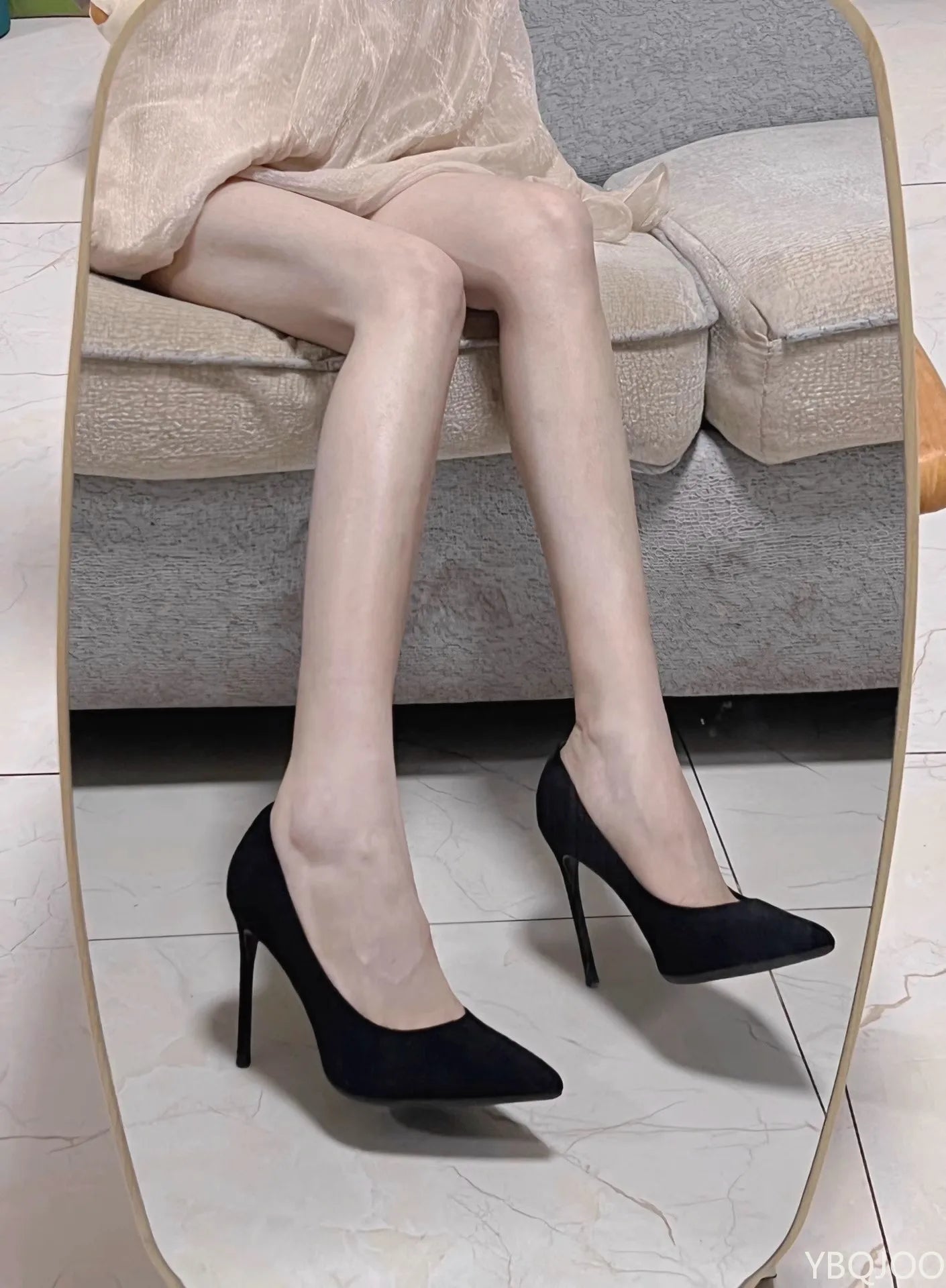 Womens Suede Pointed-Toe Pumps, Black, 8 cm Heel, Slip-On