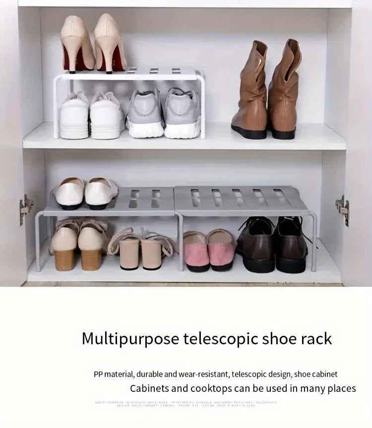 Adjustable Plastic Shoe Rack Multi-Tier Storage Organizer, Space-Saving Shelf for Sneakers, Slippers, Home Dorm Closet Modern