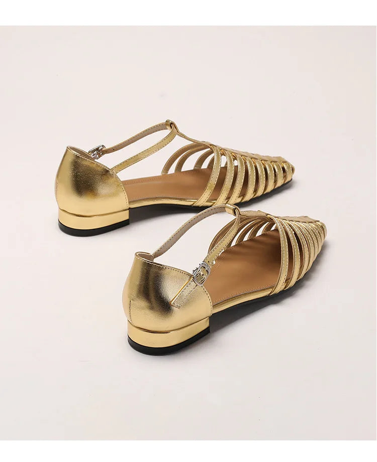 ZAROY Summer Cross Strap Flat Sandals Women Round Toe Ankle Buckle Hollow Casual Roman Sandalia Zapatos De Mujer сандали