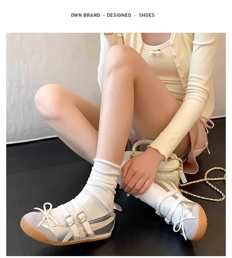 Women Flats Bow Ballet Dance Mary Jane Shoes Summer Sandals 2024 Fashion New Brand Dress Designer Casual Shallow Zapatos Mujer