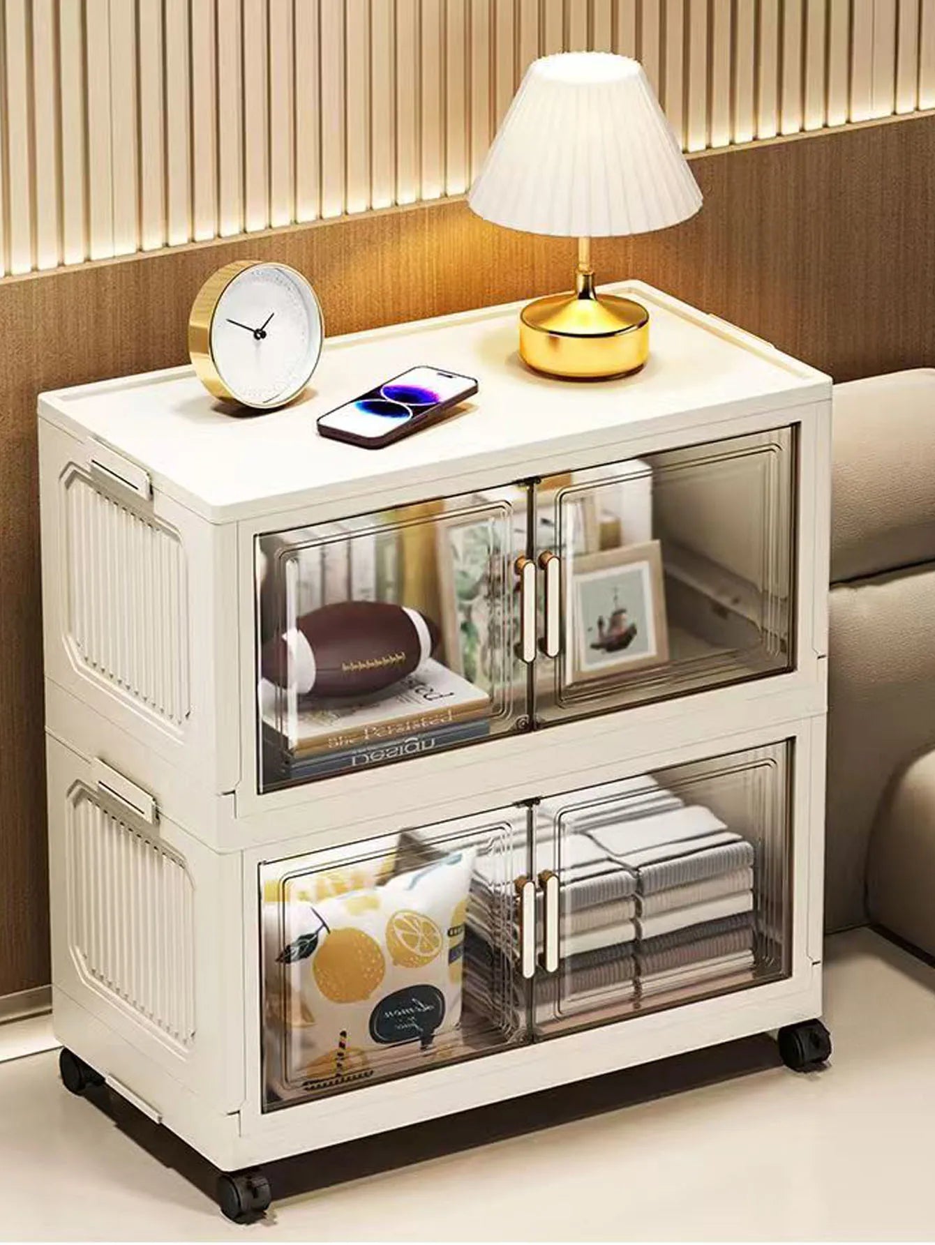 Storage Cabinet Folding Storage Box Home Living Room Toy Cabinet Storage Rack Snack Cabinet Installation-Free Kitchen Storage Cabinet Folding Storage Cabinet Organizer