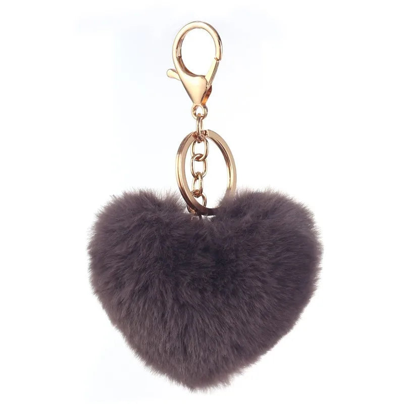 Heart-Shaped Rainbow Plush Keychain – Cute Bag & Car Pendant