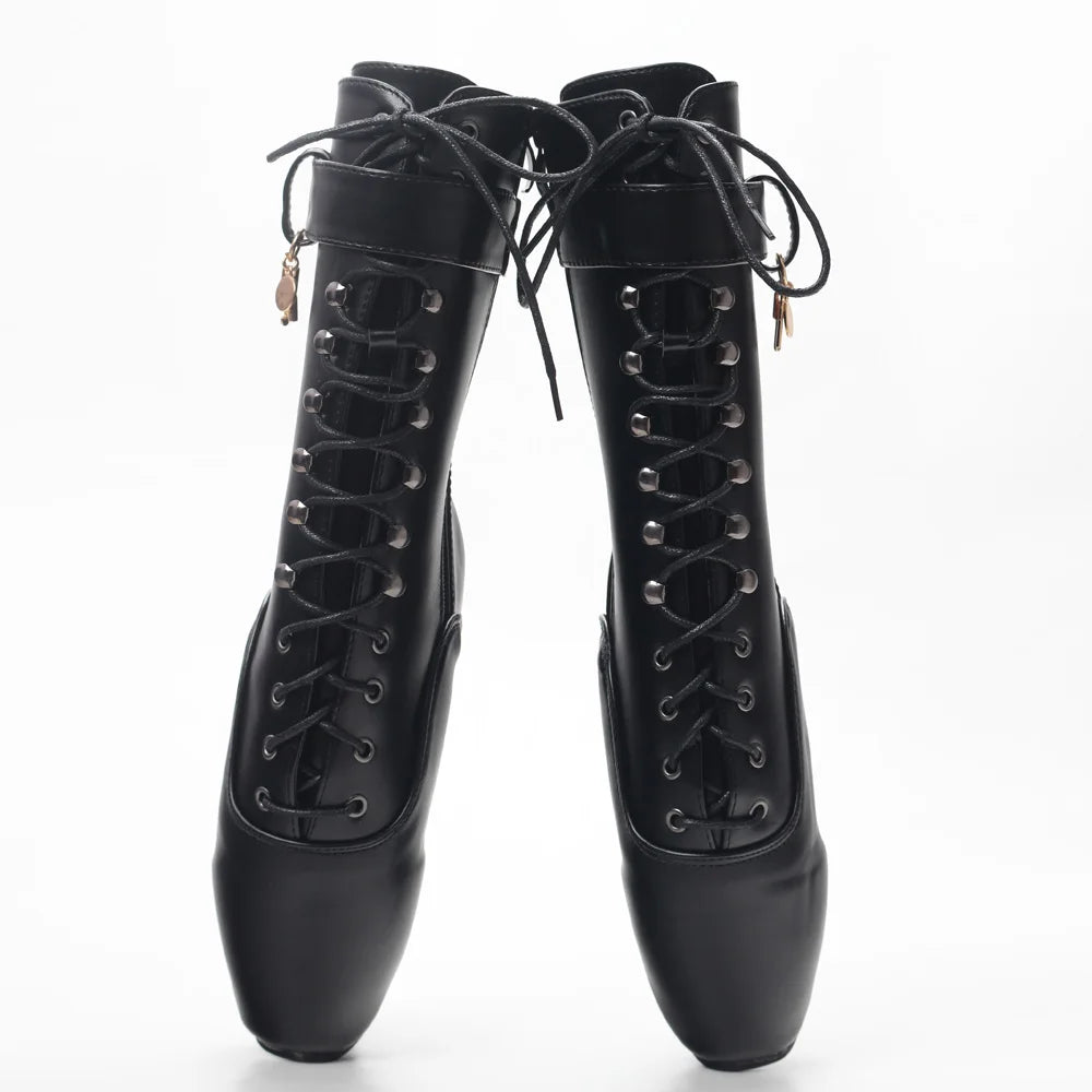 JIALUOWEI 7 Inch High Heel Extreme Fetish Goth Ballet Laceup Ankle Boots Size36-46 Fast Shipping