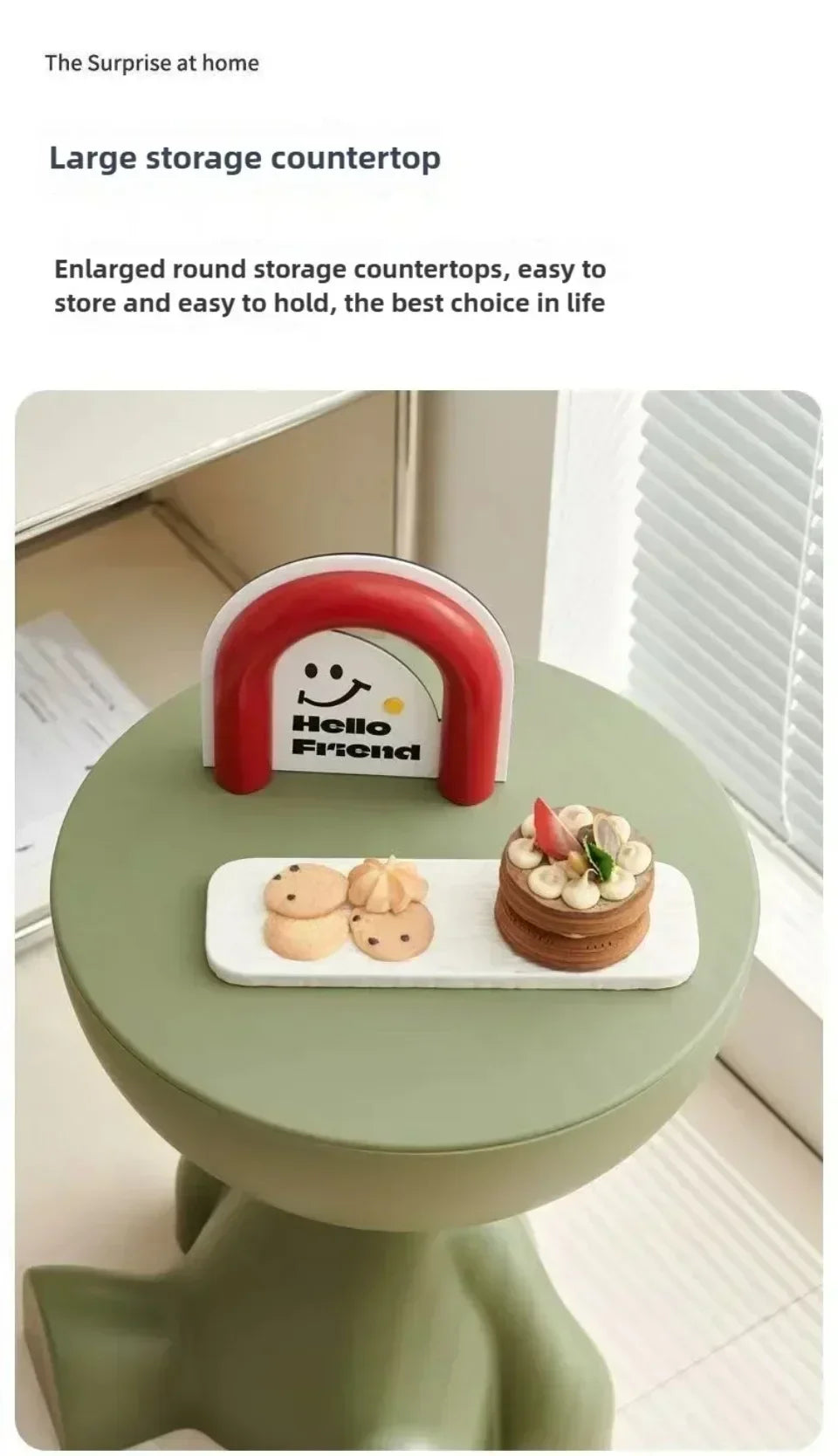 Cream Coffee Table Sofa Bed Side Table Modern Simple Home Accessories Living Room Decor Creative Flat Head Plastic Round Tables