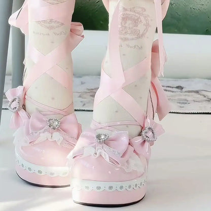 Women Leather High Heels Size 42 Red Rhinestone Alien Heel Japanese Cosplay