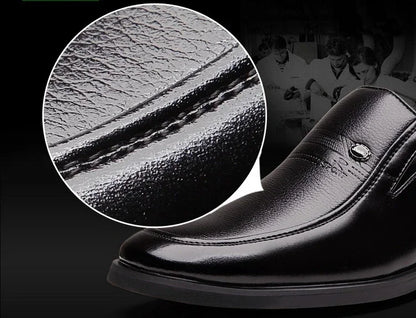 Leather Men's Slip-On Breathable Formal Shoes, Black, Sizes 38-44, Loafers