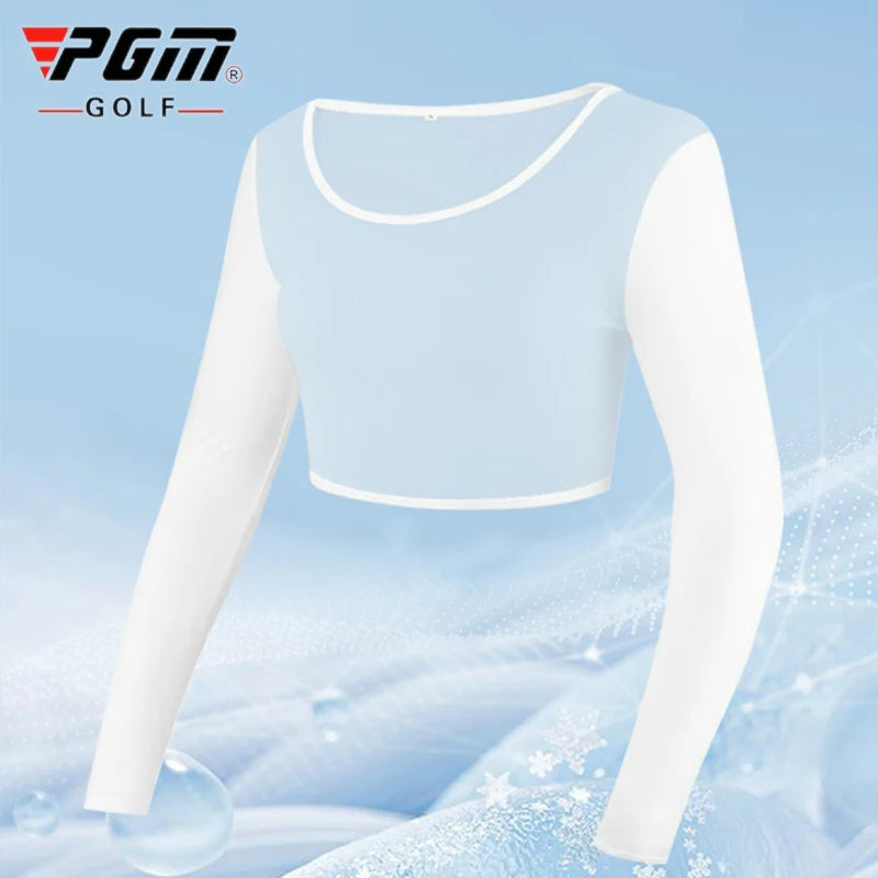 PGM Golf Women's Underwear Ice Silk Cooling Long Sleeve Bottom Shirts Sunscreen Breathable Golf Crop Tops Skin Friendly