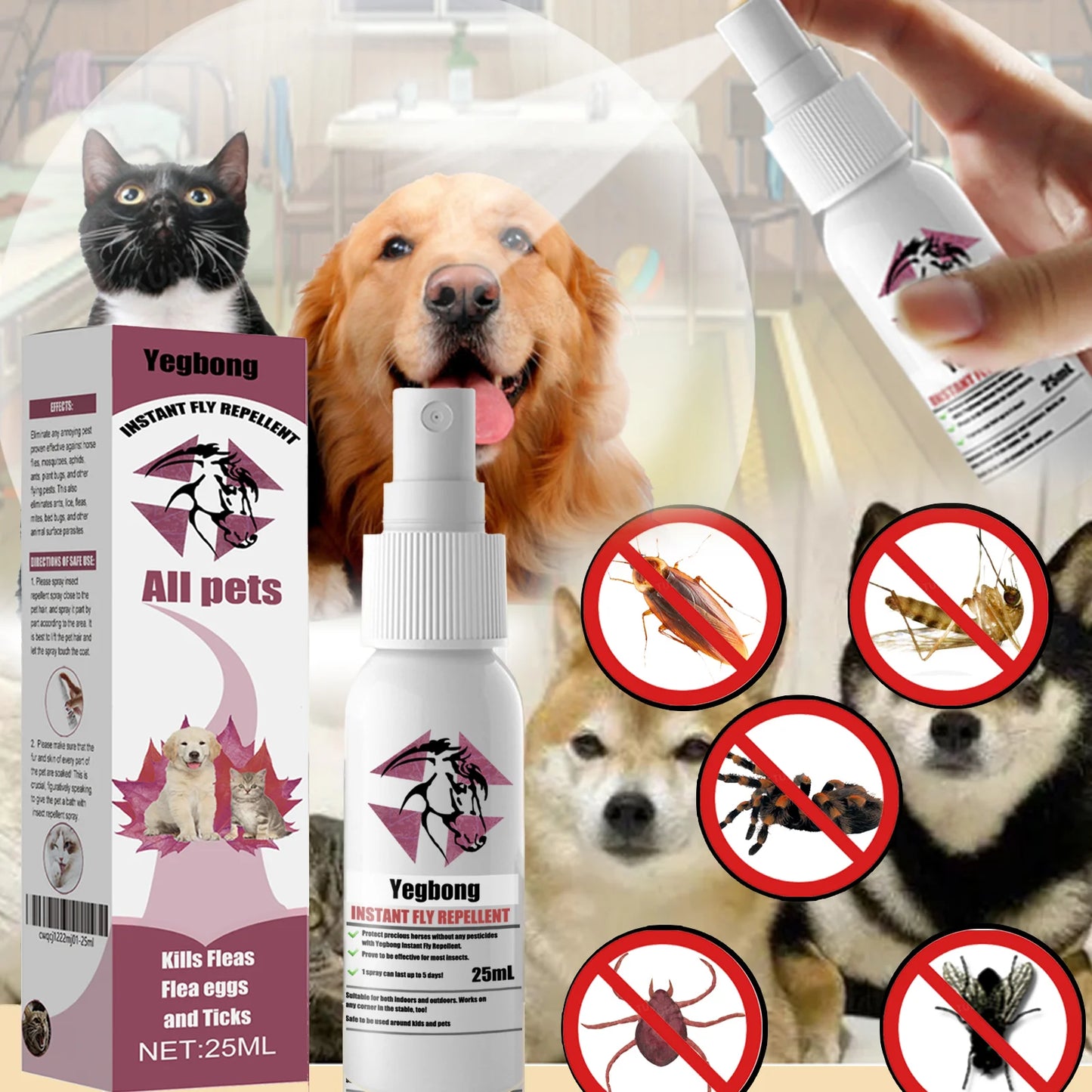 Fast Acting Flea and Tick Spray for Dogs and Cats Flea Treatment for Dogs Tick Repellent Spray Anti Itch Spray Safe & Effective