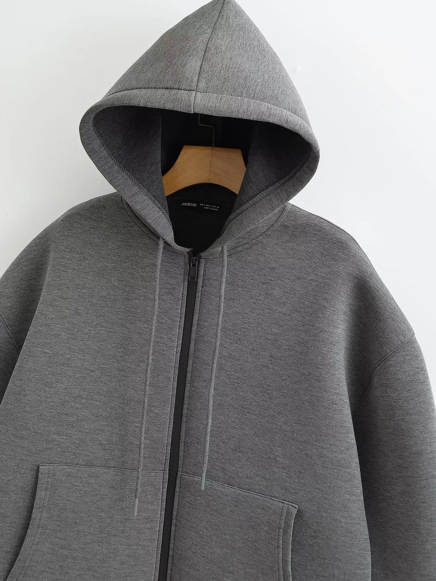 HH 2025 Casual Women's Soild Zipper Hoodie Long Sleeve Big Pocket Zipper Jacket With Hood Female Loose Outerwear Coat Tops