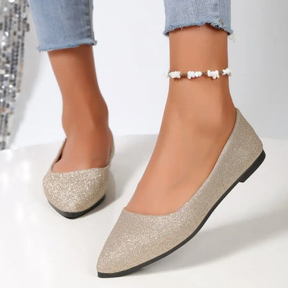 Women's Pointed Toe Flat Ballerina Shoes Slip On Casual