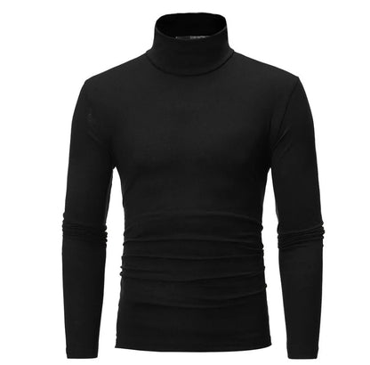 Thermal Underwear Top For Men High Neck Long Sleeve Slim Fit Polyester