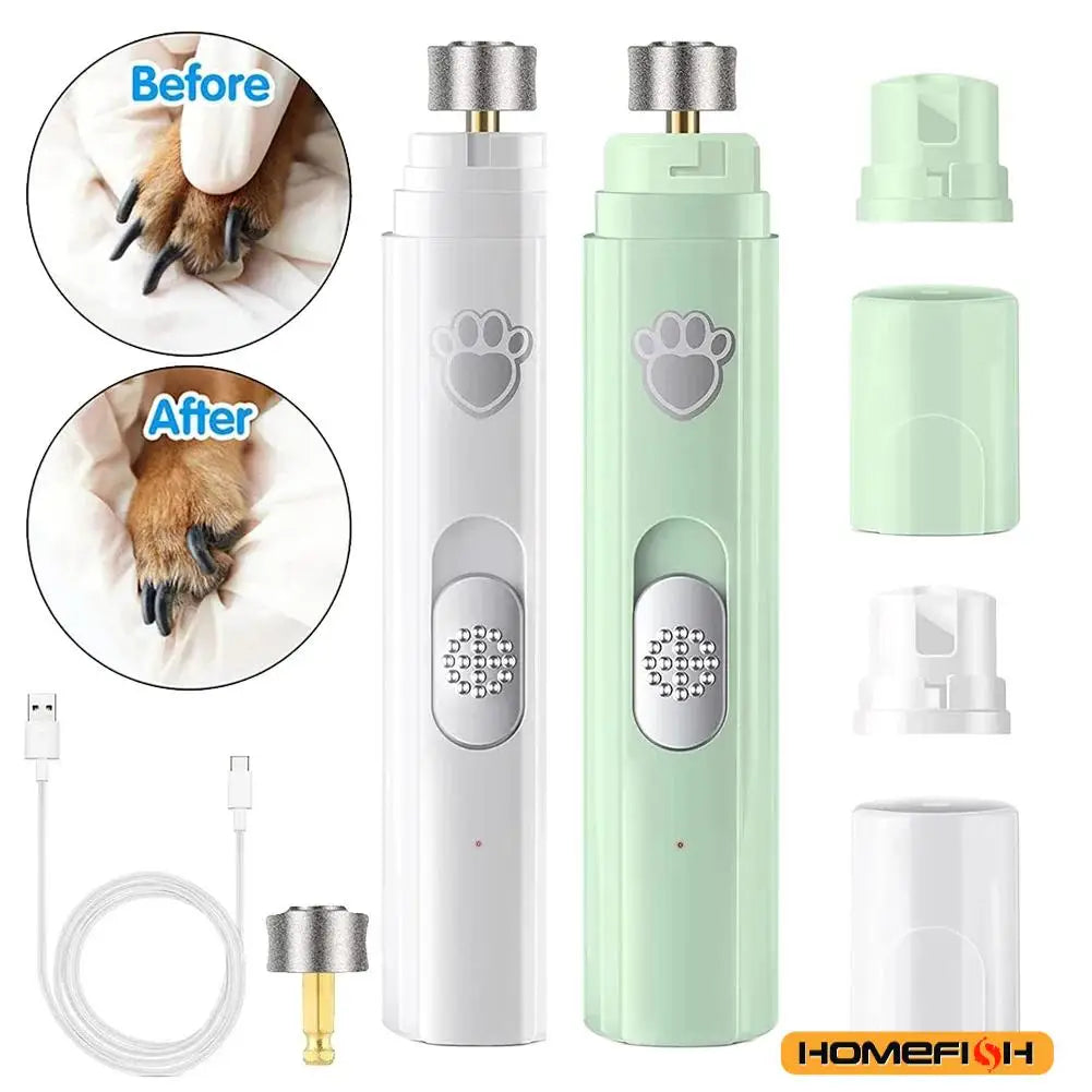 Electric Dog Nail Grinder – USB Rechargeable Pet Nail Clipper with Polisher Wheel