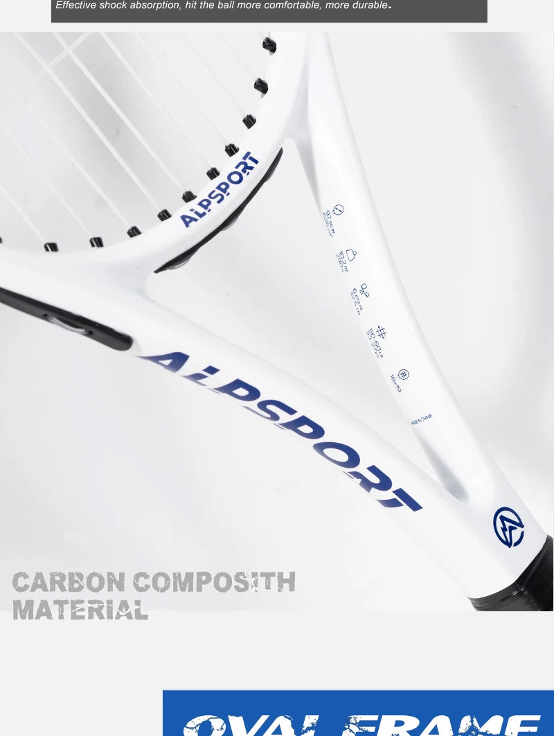 ALPSPORT Carbon Fiber Tennis Racket T800 18K-Professional Grade with Bag&Strap Lightweight Training Racquet for Adults Men&Women