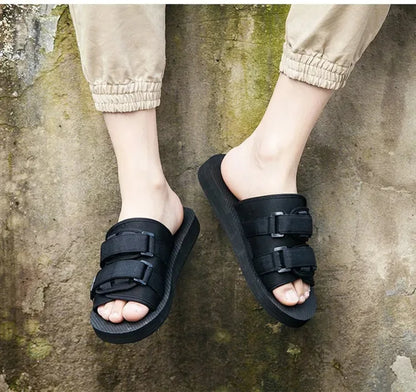 Canvas Slippers With Hook-and-Loop Closure For Men Casual Style