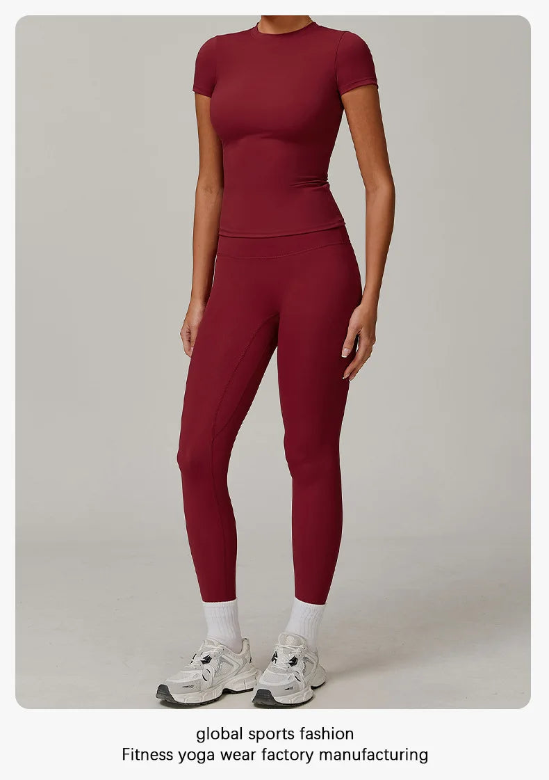 Women's Sports T Shirt Summer Short Sleeve Running Round Neck Breathable Stretchy GYM Yoga Slim Fitness Active Top Tee