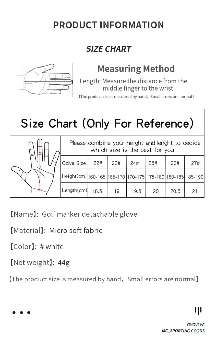 1 Piece Men Golf Glove Micro Soft Fabric Breathable Comfortable Fitting With Magnetic Marker Replaceable For Golfers