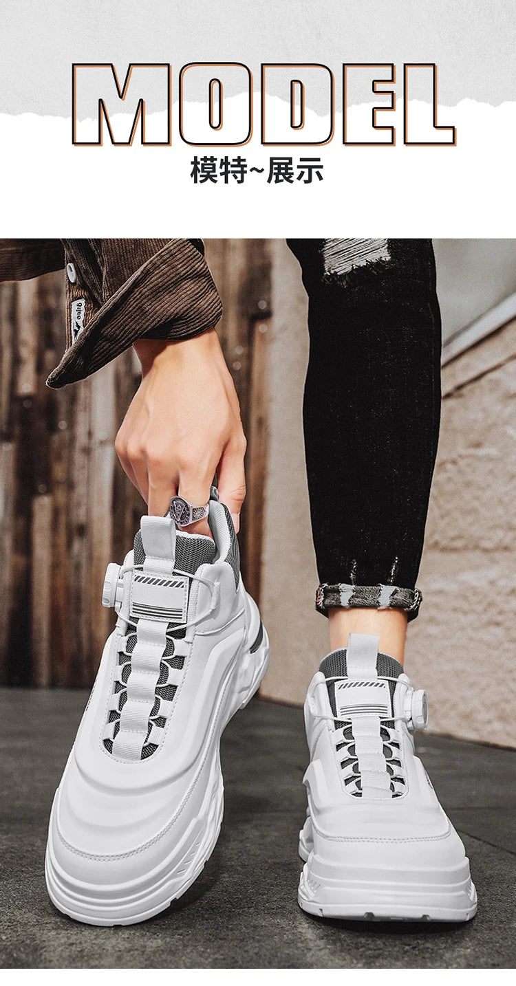 Mens Mesh Breathable Thick Sole Casual Shoes Lace Up