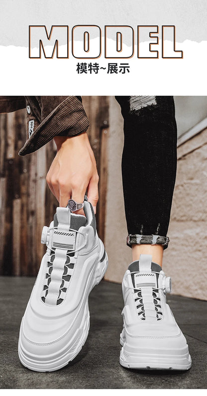 Mens Mesh Breathable Thick Sole Casual Shoes Lace Up