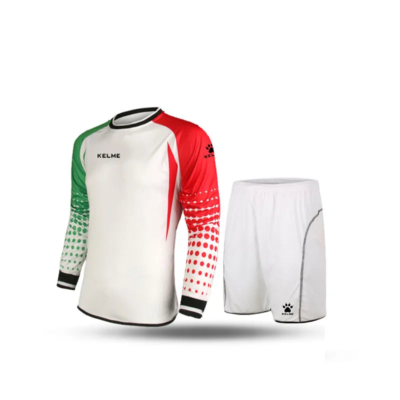 KELME Goalkeeper Jersey Soccer Custom Goaile Jerseys Mens Long Sleeve Football Uniform Shorts Sponge Protector 9161ZB1002