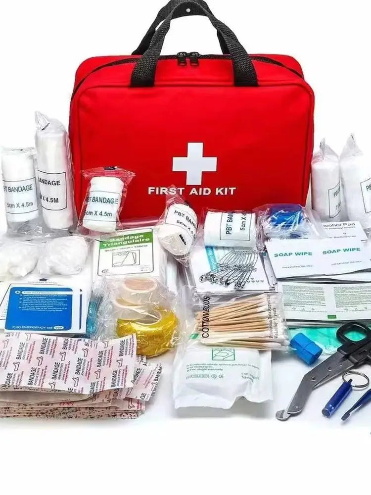 184pcs First Aid Kit, Multi-purpose Emergency Medical Supplies Portable Medical Bag, For Outdoor Hiking, Camping And More