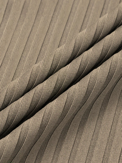 Men's Collarless Button-Front Knit Shirt Plus Size Long Sleeve Elastane