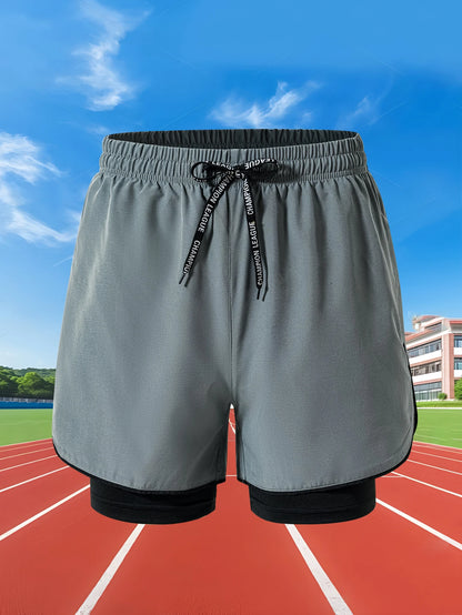 Men Quick Dry 2 in 1 Running Shorts Polyester Elastane