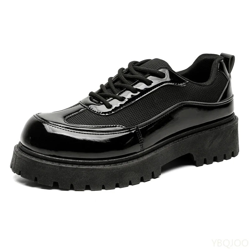 Men's Lace-Up Low-Top Shoes With Thick Sole PU Insole And PU Lining