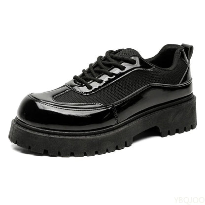 Men's Lace-Up Low-Top Shoes With Thick Sole PU Insole And PU Lining