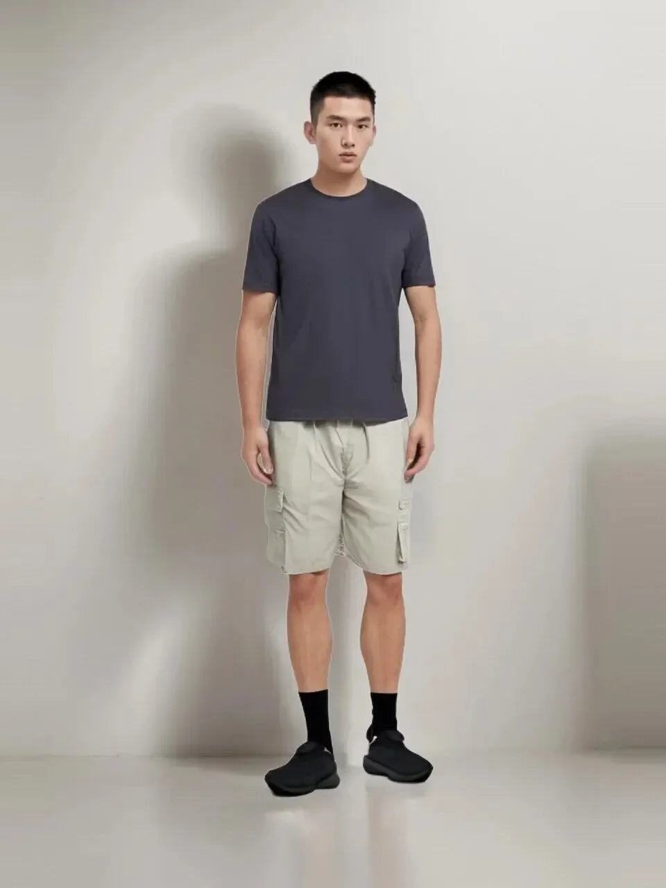 Outdoor shorts, bike shorts with elastic belts, baggy work shorts with multiple pockets, quick-drying printed sweatpants