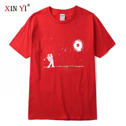 Men's 100 Percent Cotton Short Sleeve T Shirt with Astronaut Print