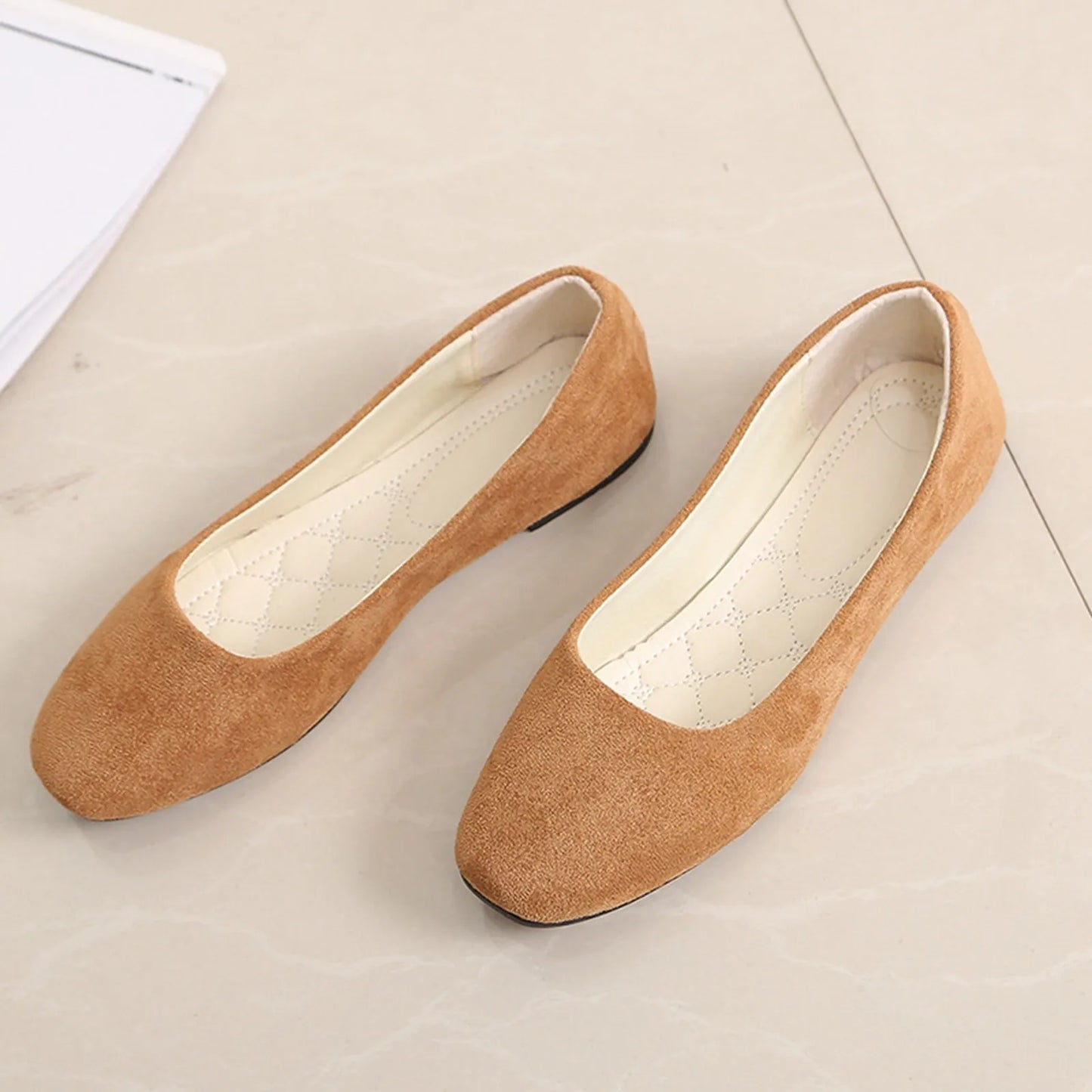Woman Flats Casual Round Toe Cute Flats Flock Mocasines Ballerina Church Flats Female Suede Elegant Soft Sole Mom Shoes