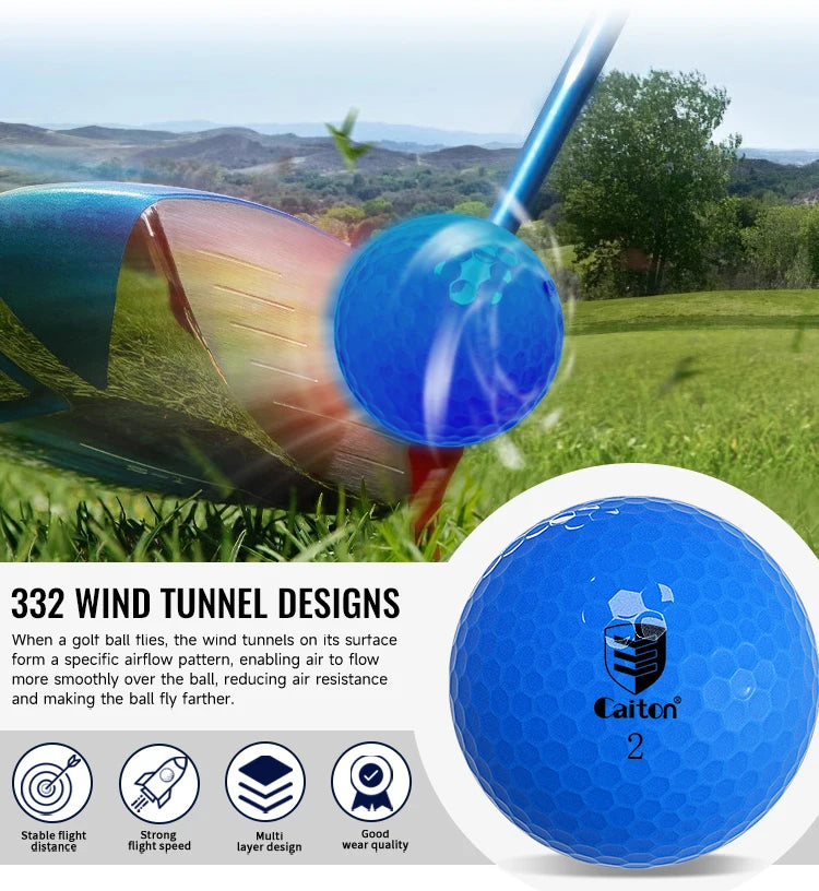 Caiton Blue Golf Balls – 6pcs or 3pcs, Dual-Layer Crystal Finish, Soft Feel, High Visibility, Great Control for Practice & Play