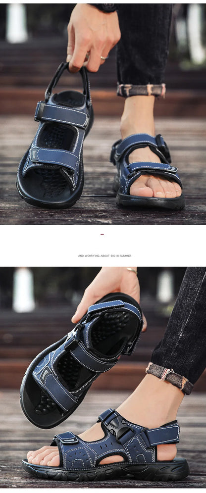 Men's PU Leather Sandals Open Toe Lightweight Footwear Size 39-46