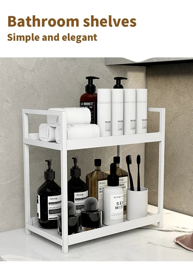 Dressing table, cosmetics organization rack, double-layer skin care stand, home and office countertop, bathroom rack