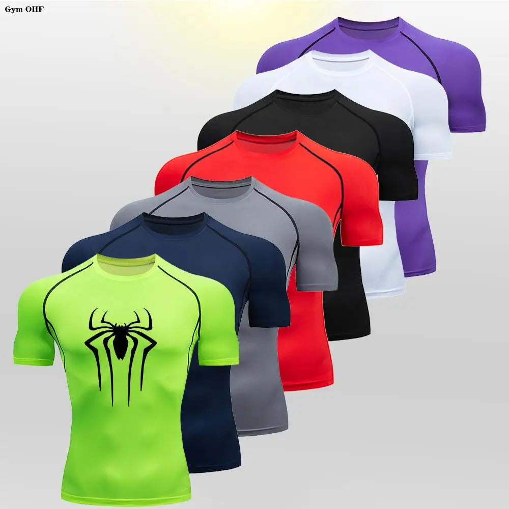 Spider Compression Shirt Mens Rashguard Fitness For Men Gym Sports T-Shirt Running Sweatshirt Outdoor Mountaineering Training