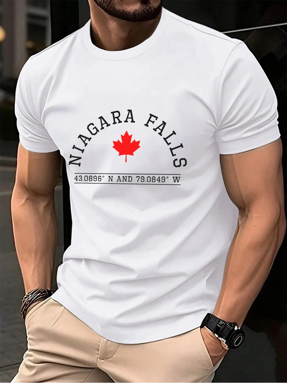Niagara Falls Canada Letter Prints Mens T-Shirt Cotton Summer Short Sleeve Tops Soft Oversized O-Neck T Shirt Casual Clothes