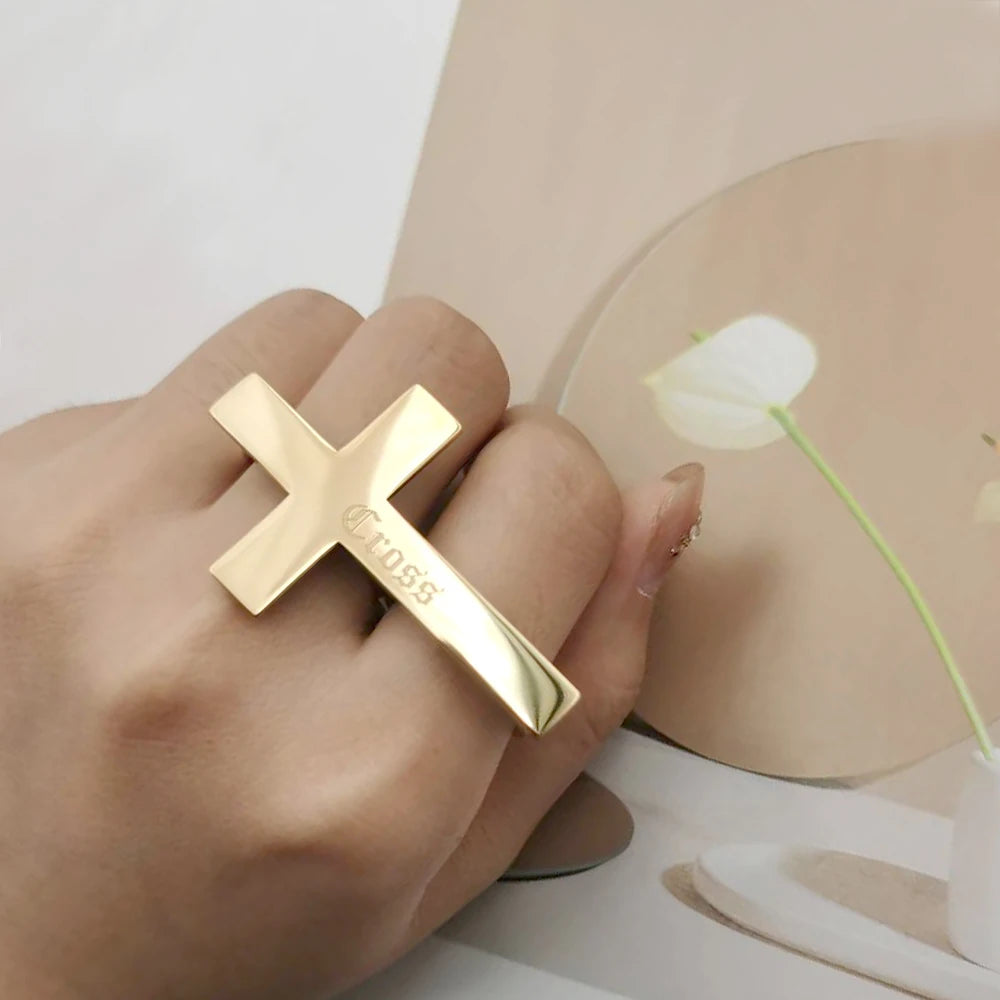 Custom Engraved Silver Two-Finger Ring – Stainless Steel Gift for Boyfriend