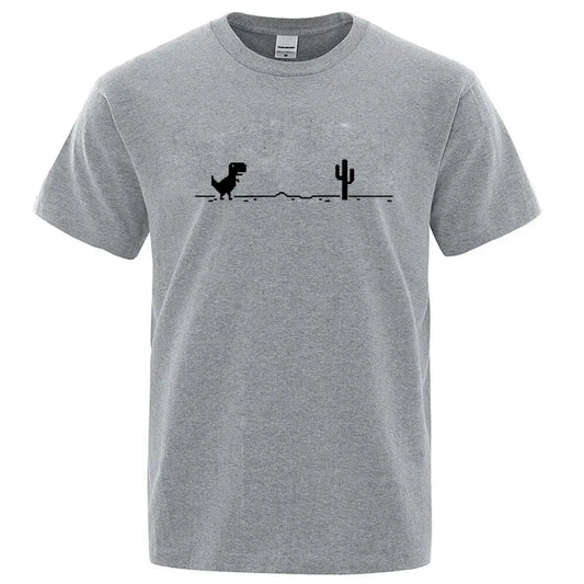 Men's T-shirts Printed Dinosaur Cactus Funny Tops Summer Cotton T-shirt for Men Casual O-Neck Tee Shirts Streetwear Basic Top
