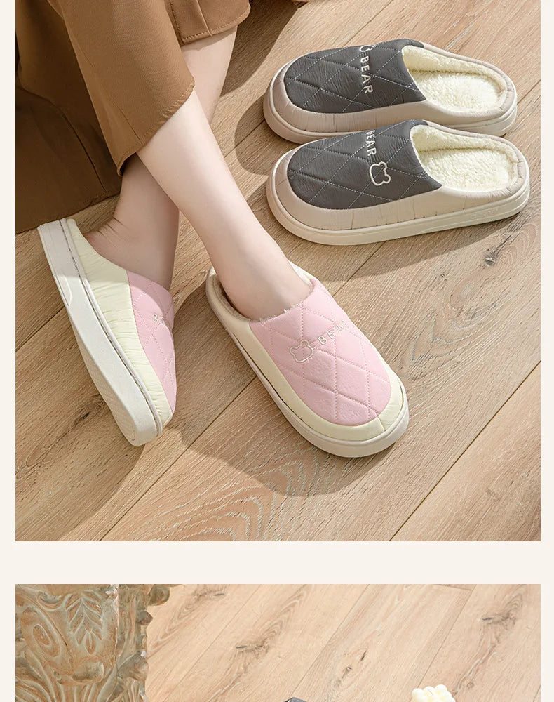 Winter Waterproof Slippers For Men With Plush Insole And Non Slip