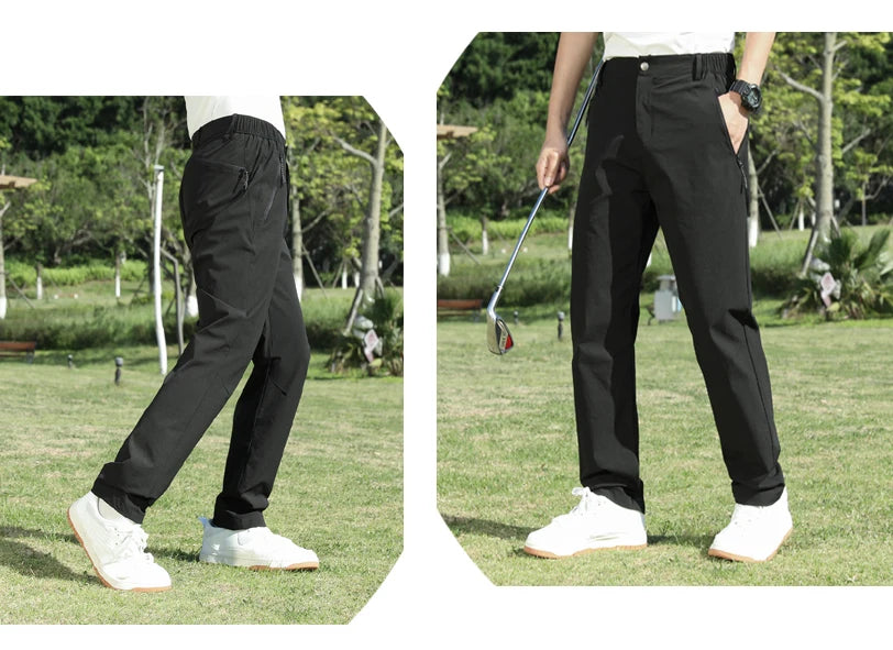 Golf Pants Men Sun Protection 50 UPF Stretch Slim Fit Summer Quick Dry Lightweight Breathable Tapered Leg Pants Zipper Pockets