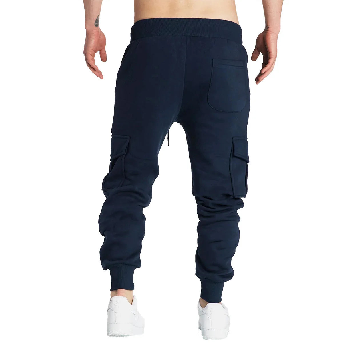 Men's Casual Cargo Sweatpants With Pockets, Drawstring Waist, Polyester, S-2XL