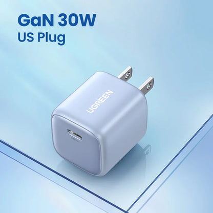 GaN 30W USB C Fast Charger PD3.0 For iPhone 15 14 13, iPad Pro, Samsung, Xiaomi