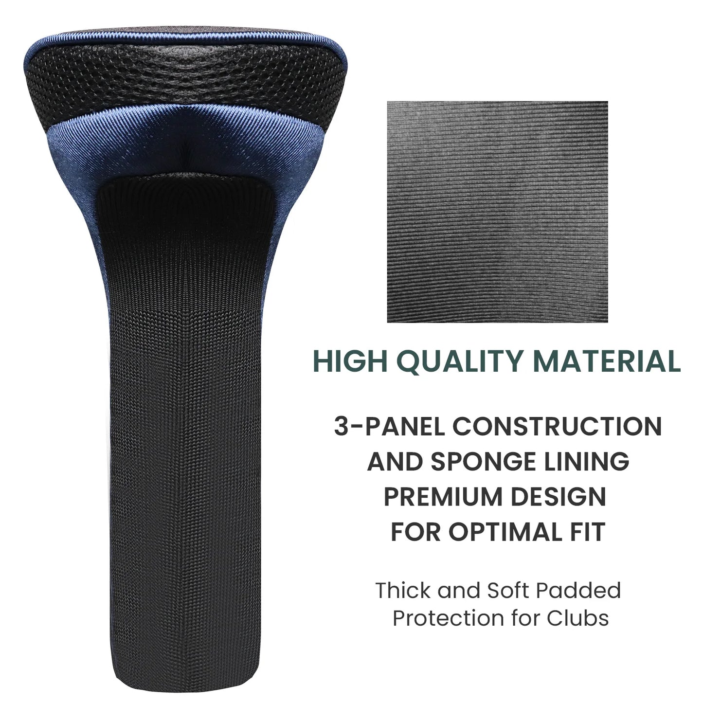 3pcs Golf Club Head Covers for Woods Driver Fairway Hybrid, Long Headcover Interchangeable Accessories