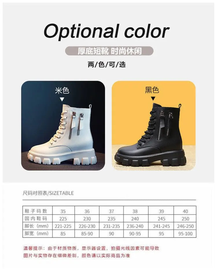 Booties 2025 New Korean Style Fleece-Lined Autumn Winter High-Top Cotton Shoes Women's Boots High Heel Mid-Calf Bootsins